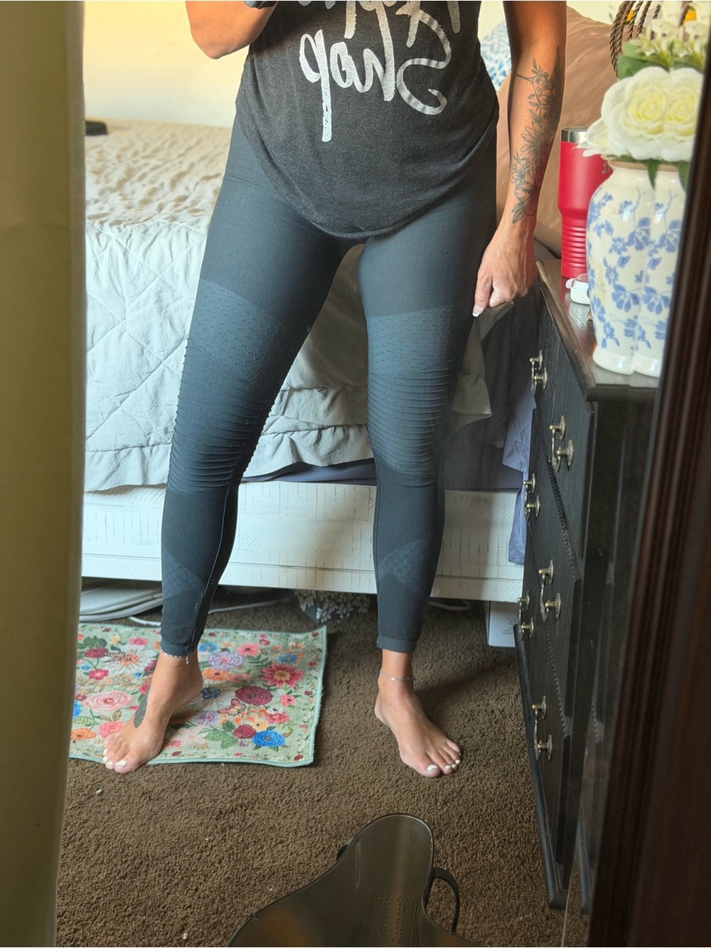 SPANX Black Seamless Textured High-Rise Leggings - Picture 4 of 6